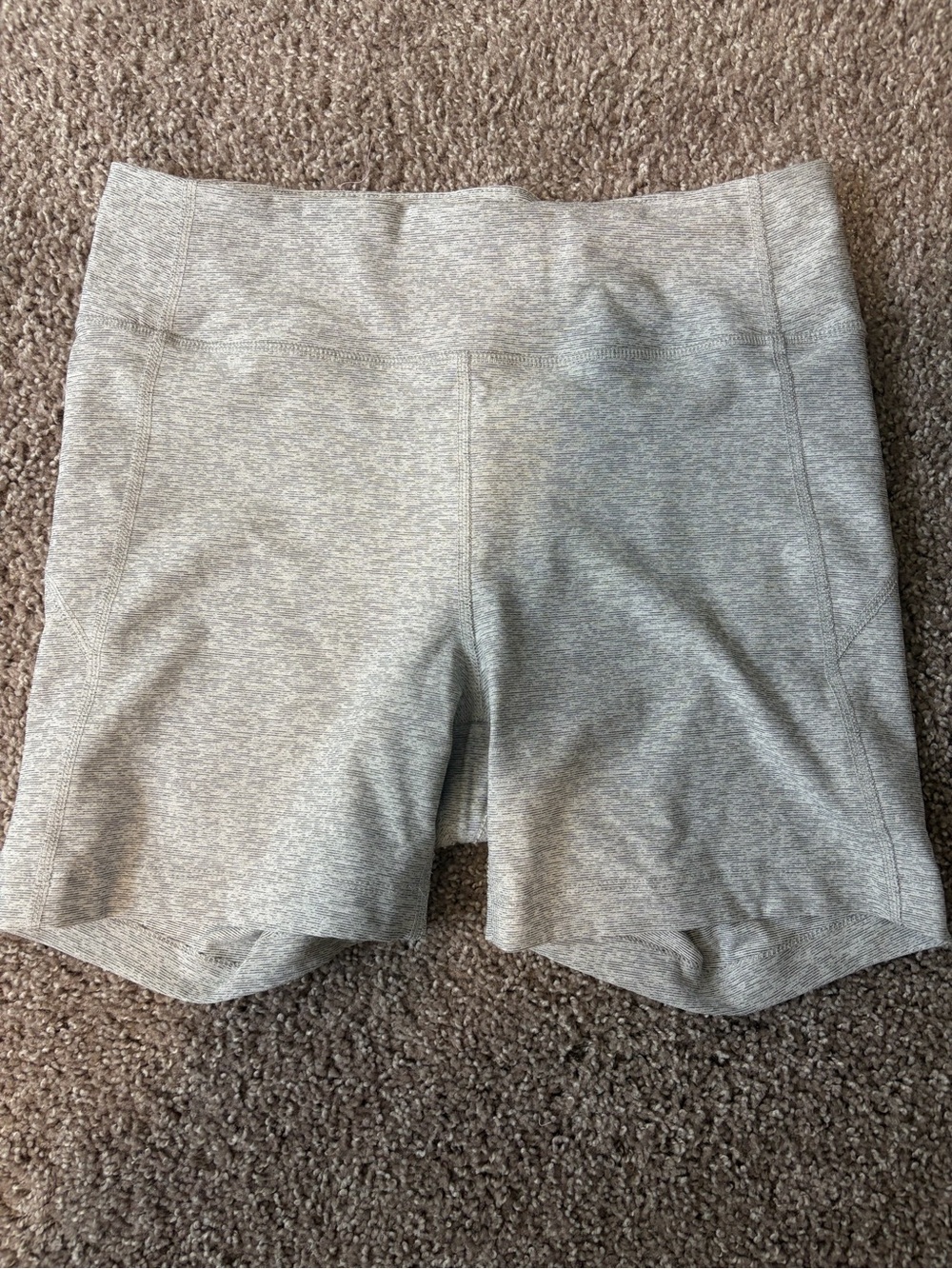 Outdoor Voices Heather Light Grey Biker Shorts | Size Medium